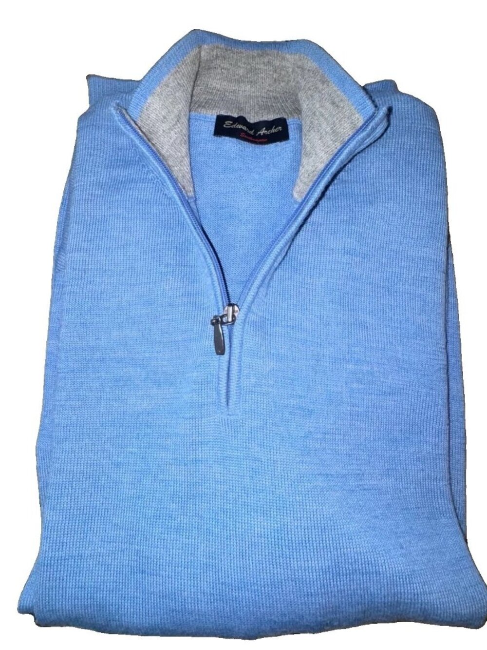 Edward Archer Premium Royal baby Alpaca Quarter Zip Sweater Blue Men's XL Peru